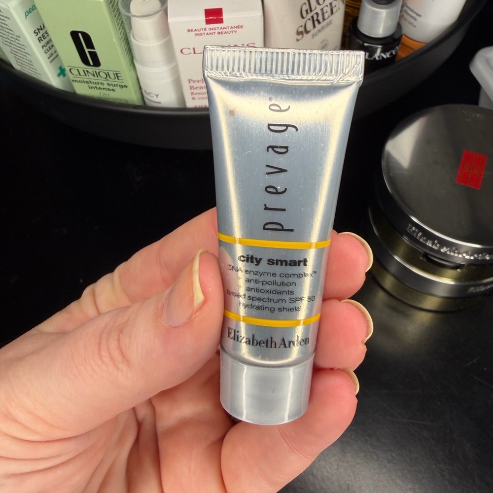 Elizabeth Arden Prevage Silver and Yellow Shield